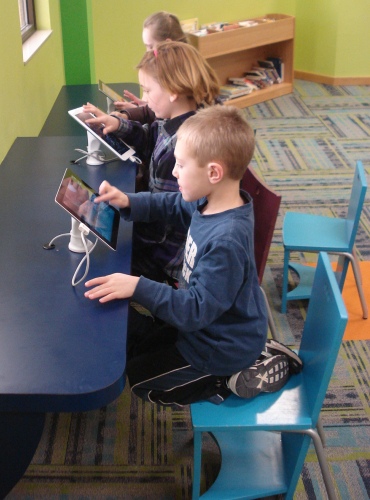 The special made built-in desks are a perfect match for our iPads.