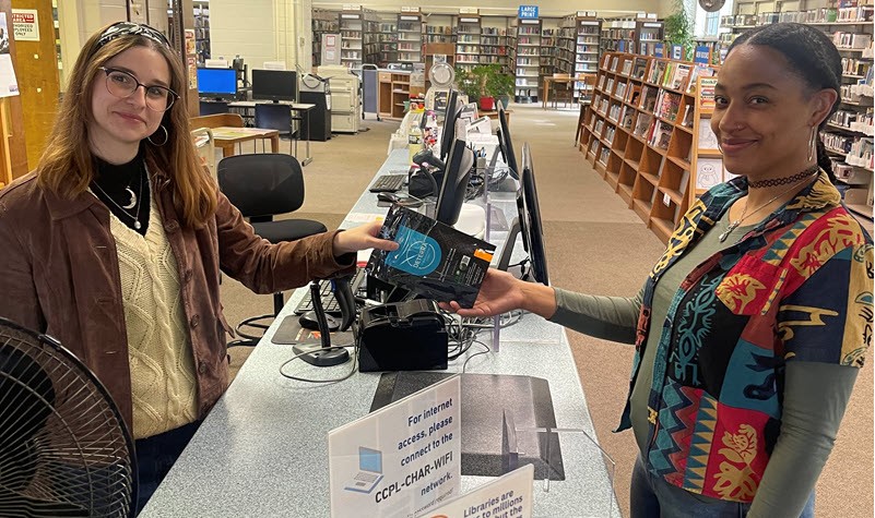 A Deterrra pouches being handed out at the Charles County Public Library